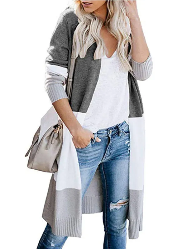 Fall Fashion Stripe Knit Duster Cardigan for Casual Wear