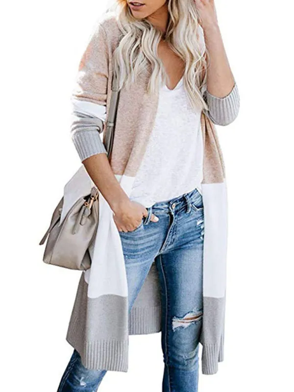 Fall Fashion Stripe Knit Duster Cardigan for Casual Wear