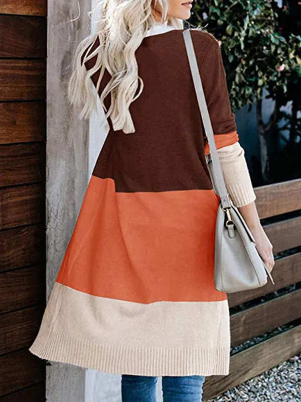 Fall Fashion Stripe Knit Duster Cardigan for Casual Wear