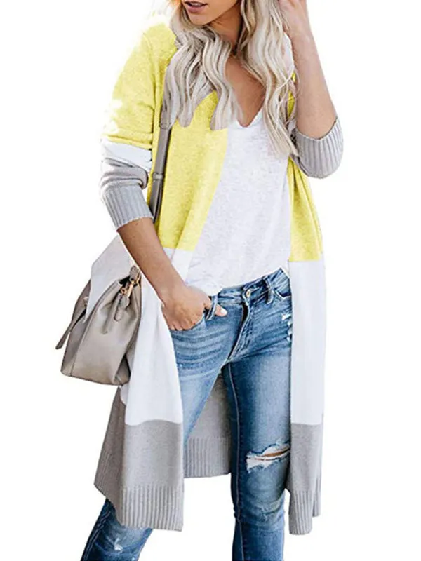 Fall Fashion Stripe Knit Duster Cardigan for Casual Wear