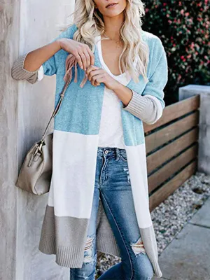 Fall Fashion Stripe Knit Duster Cardigan for Casual Wear