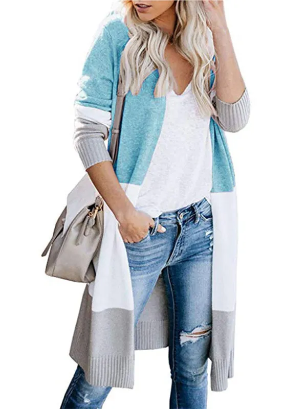 Fall Fashion Stripe Knit Duster Cardigan for Casual Wear