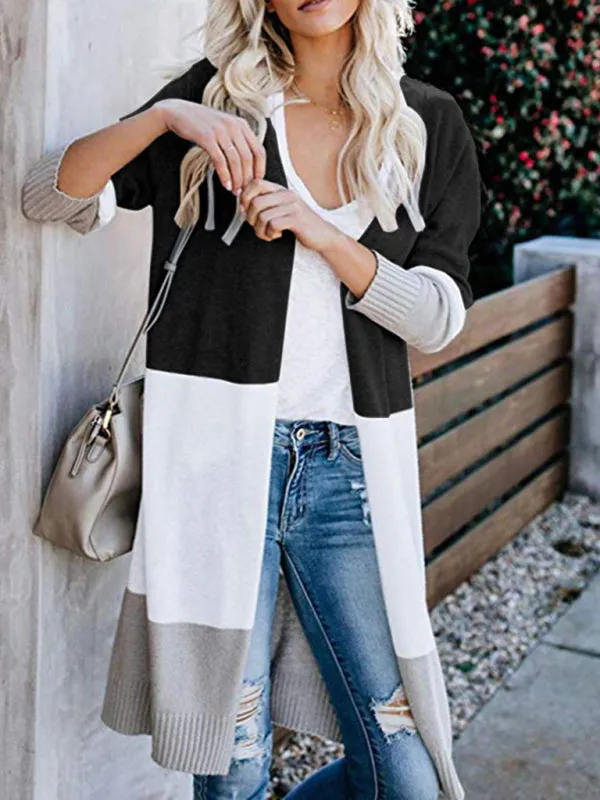 Fall Fashion Stripe Knit Duster Cardigan for Casual Wear