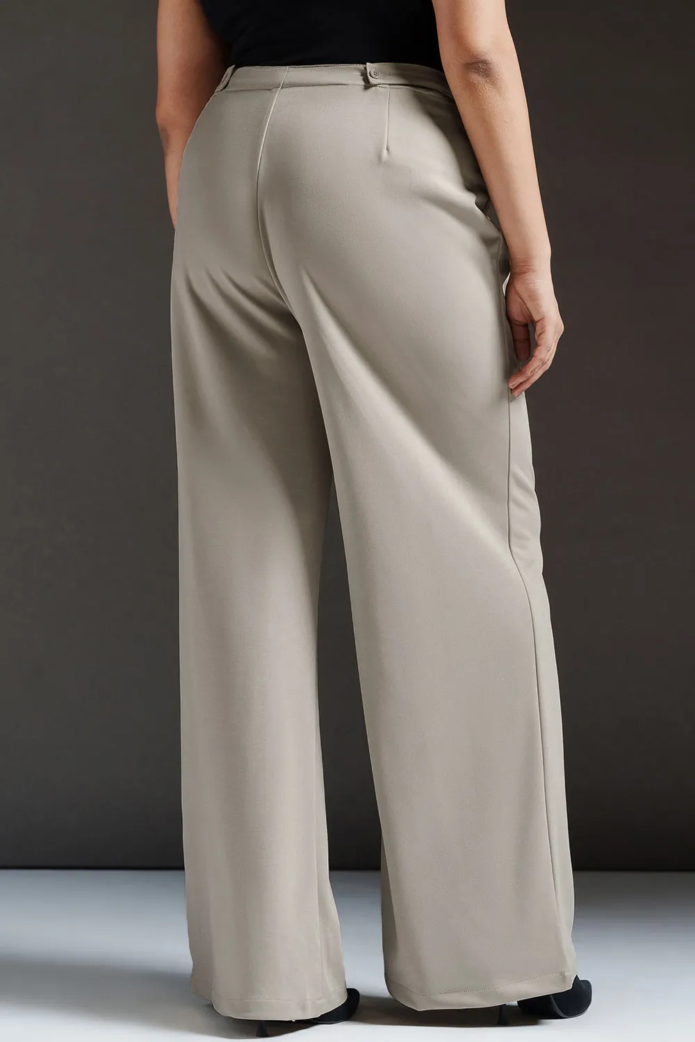 Fog Grey Curve Wide Leg Adjustable Korean Pants