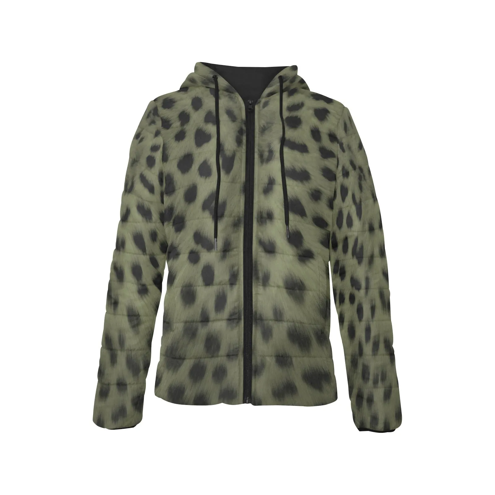 Forest Cheetah Women's Hooded Puffer Jacket