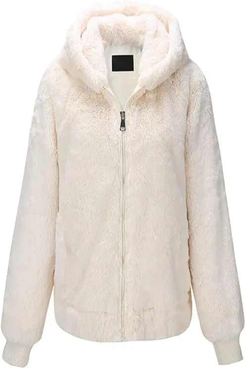 Giolshon Women's Faux Fur Fleece Coat,  Short Shearling Fuzzy Jacket