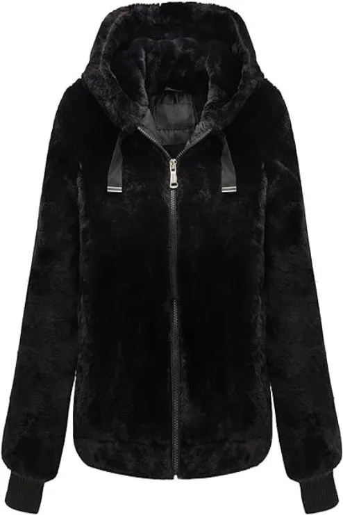 Giolshon Women's Faux Fur Fleece Coat,  Short Shearling Fuzzy Jacket