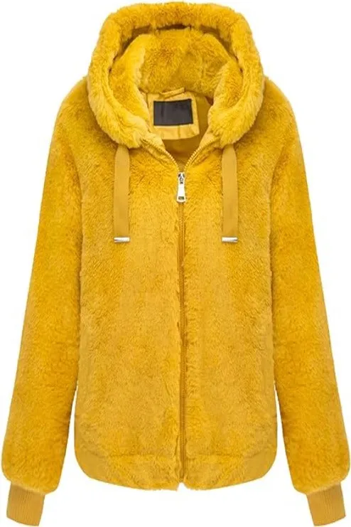 Giolshon Women's Faux Fur Fleece Coat,  Short Shearling Fuzzy Jacket