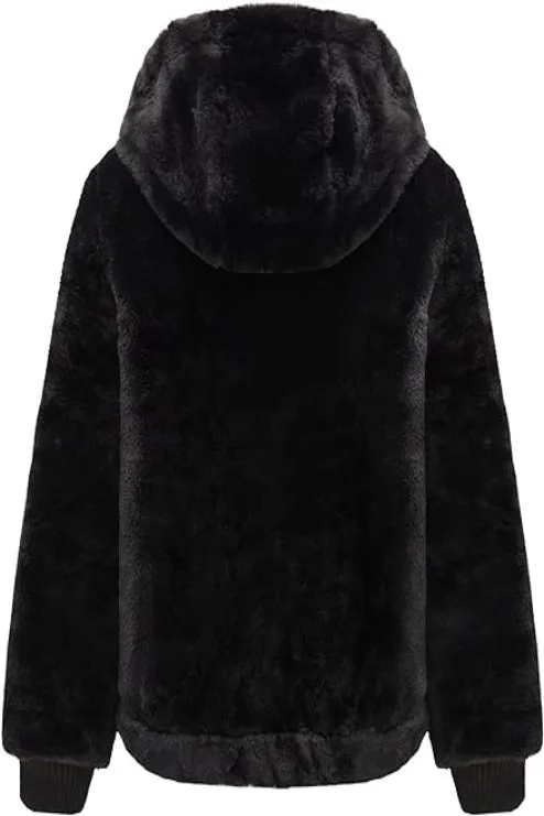 Giolshon Women's Faux Fur Fleece Coat,  Short Shearling Fuzzy Jacket