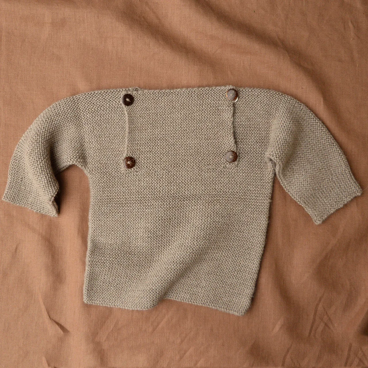 Hand knitted Rico Sailor Sweater in Baby Alpaca - Light Brown (9m-3y)