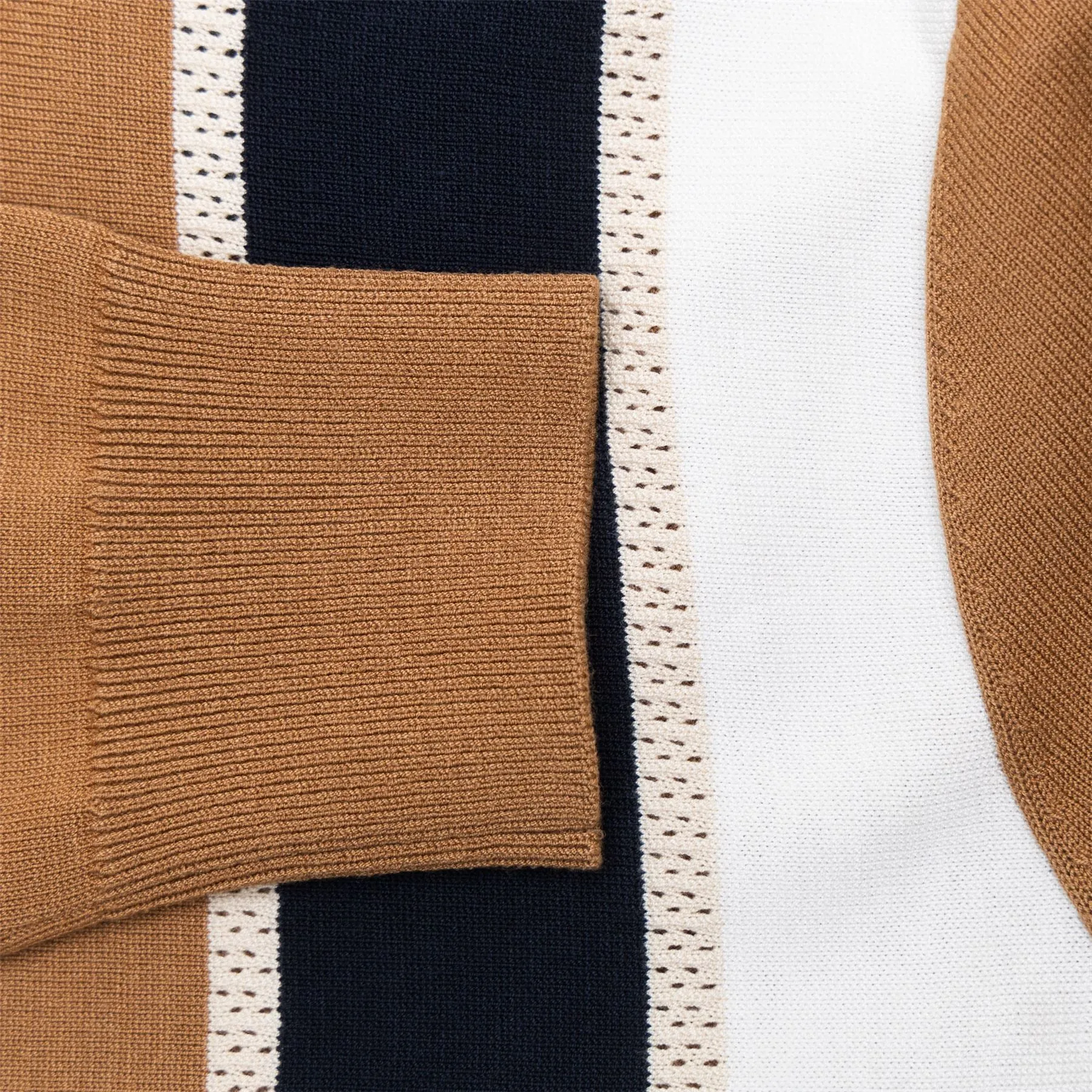 Heden Striped Knitted Polo Chipmunk - AW23