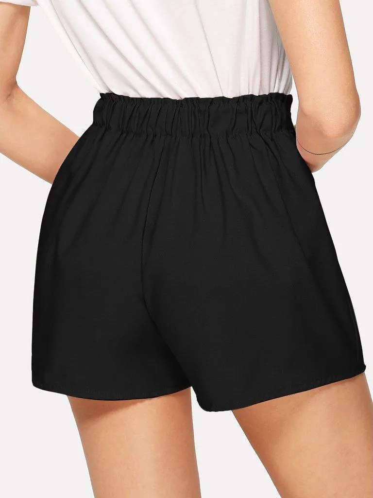 High Waist Self-tie Shorts