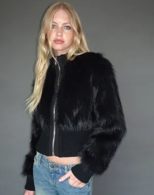 Homari Shaggy Faux Fur Jacket in Black