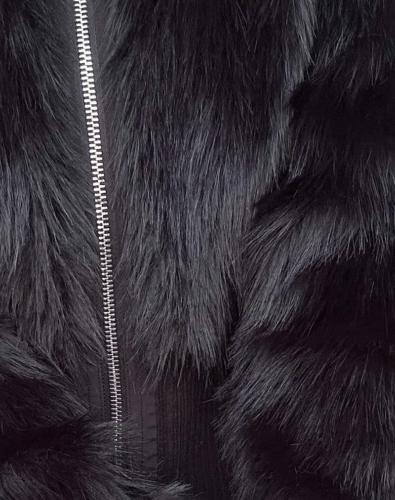 Homari Shaggy Faux Fur Jacket in Black