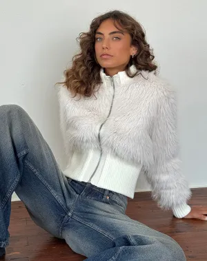 Homari Shaggy Faux Fur Jacket in Cream