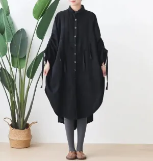 Irregular Single-Breasted Lapel Cotton Trench Coat