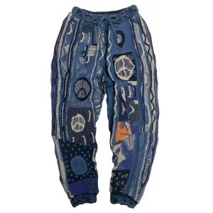 Japanese Vintage Anti-War Thermal blue wool trousers womens wool pants women men