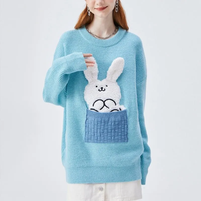 Lemandik Cozy Knitted Sweater Pocket Rabbit