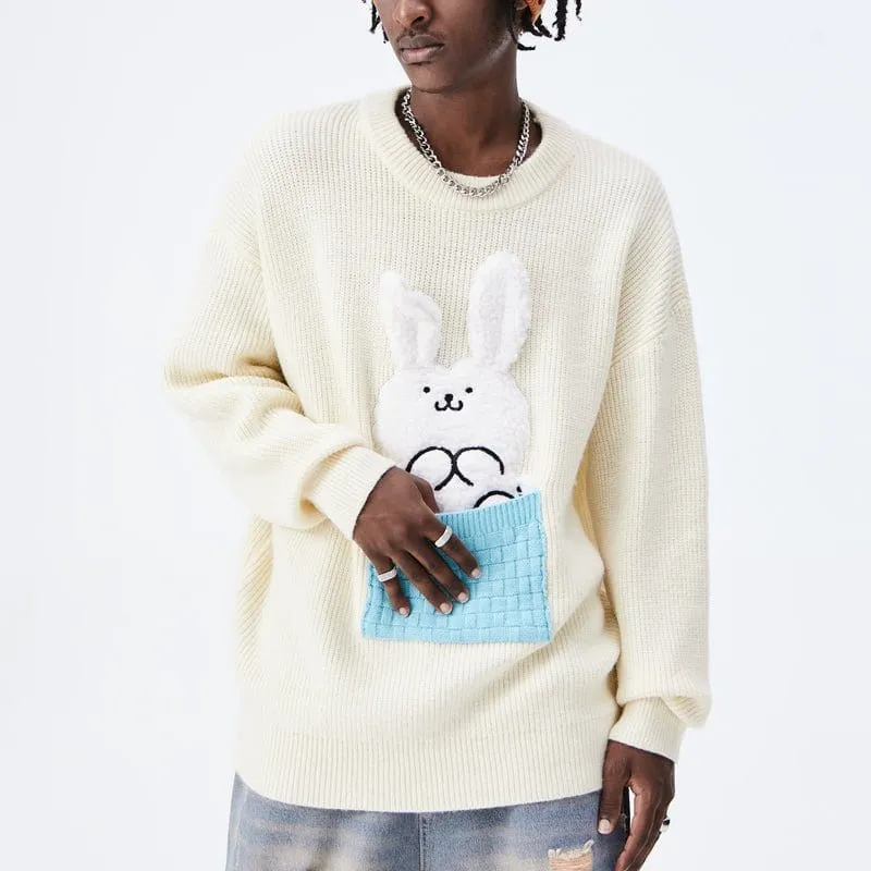 Lemandik Cozy Knitted Sweater Pocket Rabbit