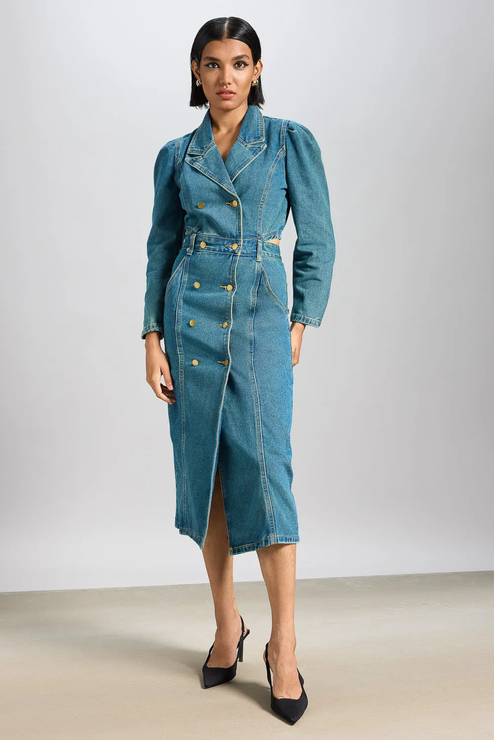 Long Denim Trench Coat