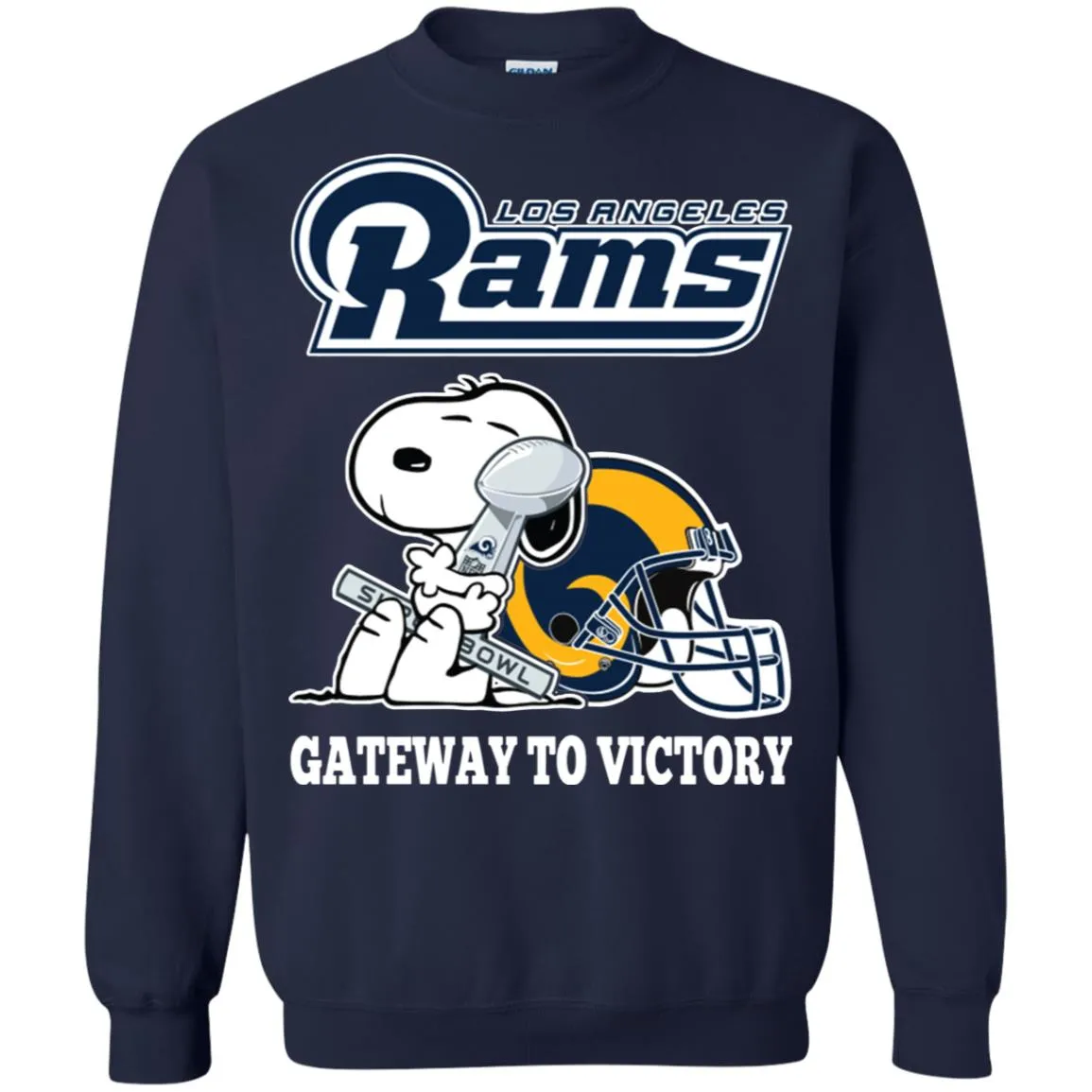 Los Angeles Rams Gateway To Victory Super Bowl 2019 Snoopy Football Nfl Crewneck Pullover Sweatshirt