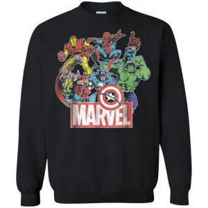 Marvel Avengers Team Retro Comic Vintage Graphic Crewneck Pullover Sweatshirt