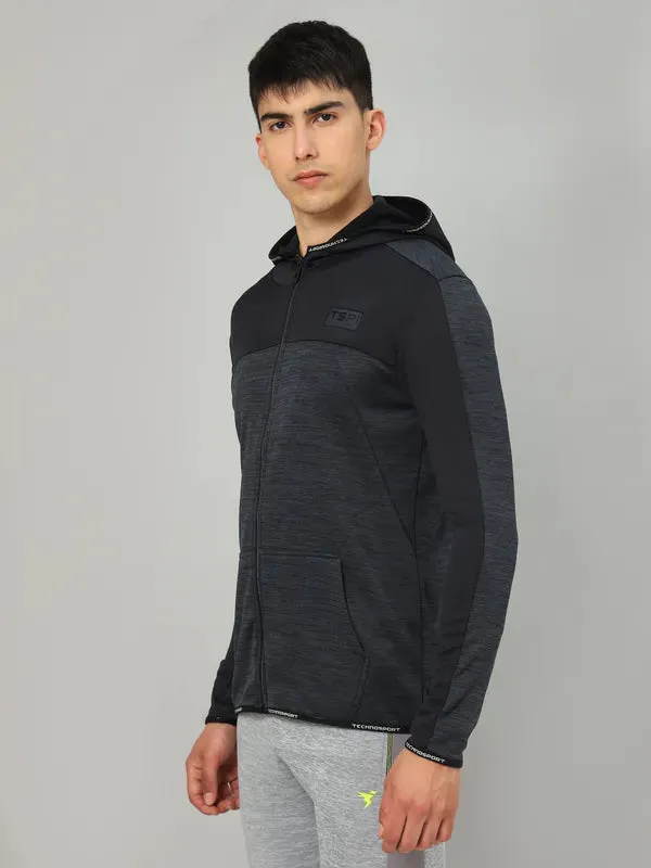 Men Melange Slim Fit Hooded Jacket with TECHNOLITE