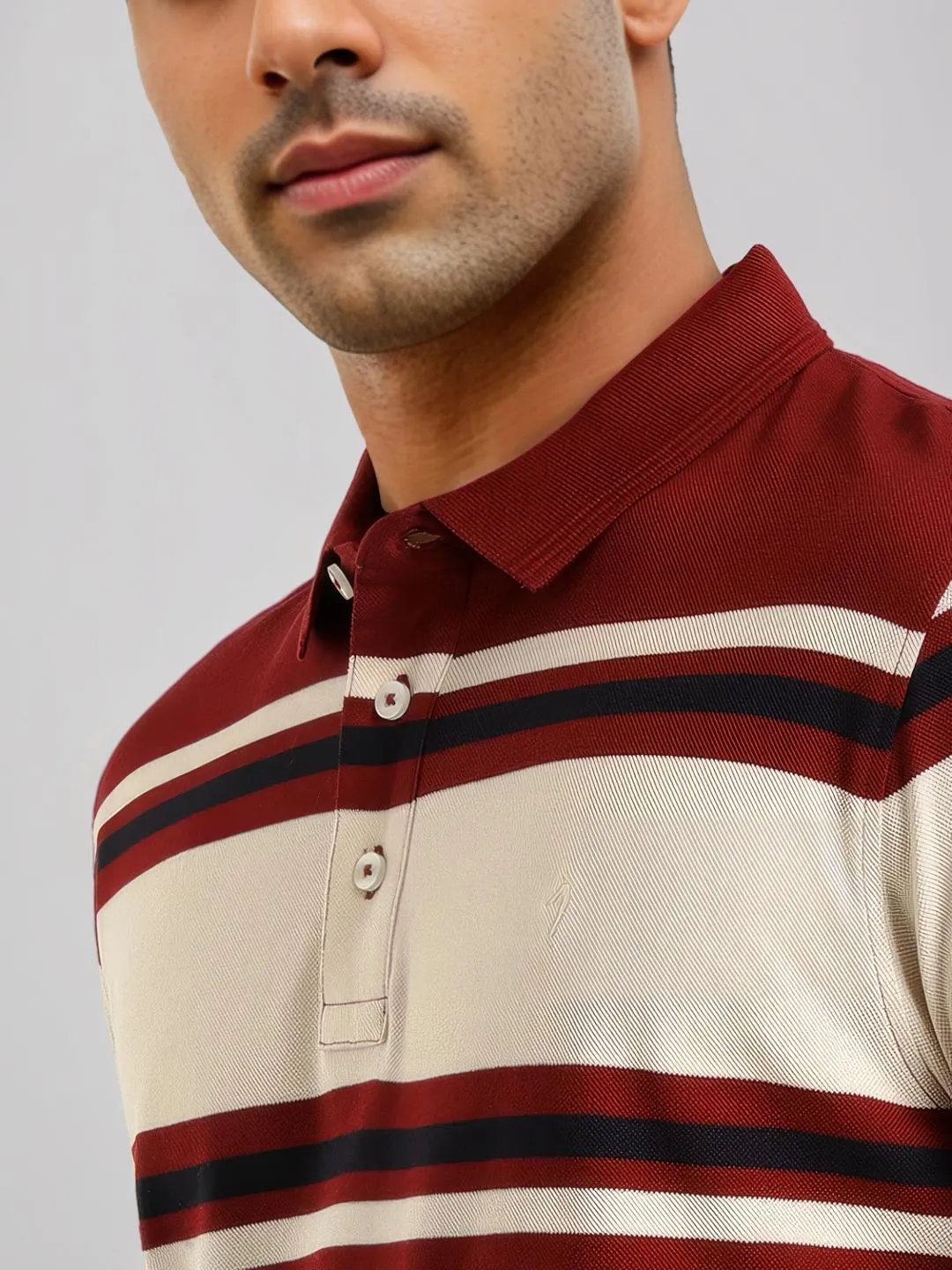 Men Striped Polo T-Shirt