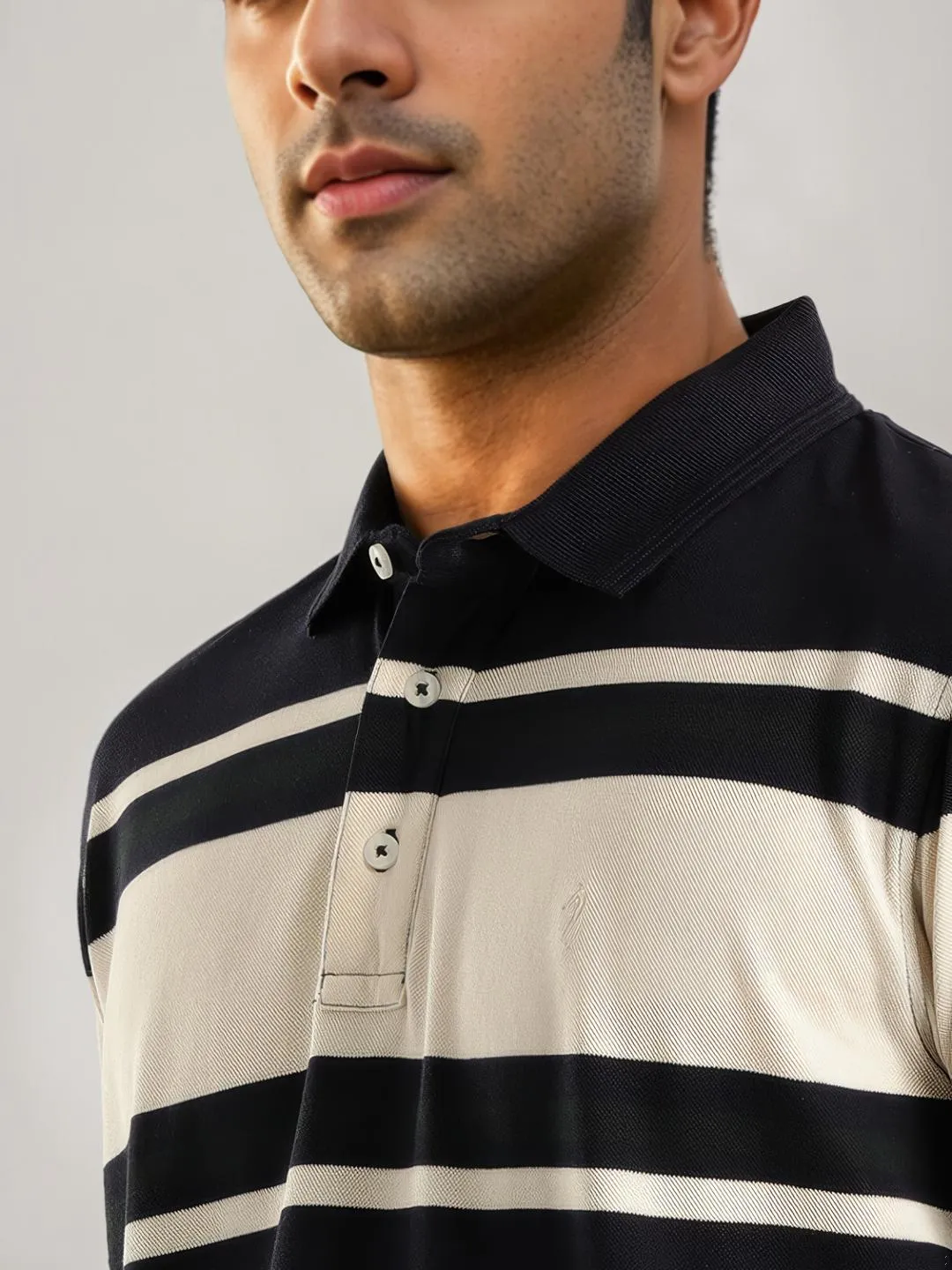 Men Striped Polo T-Shirt