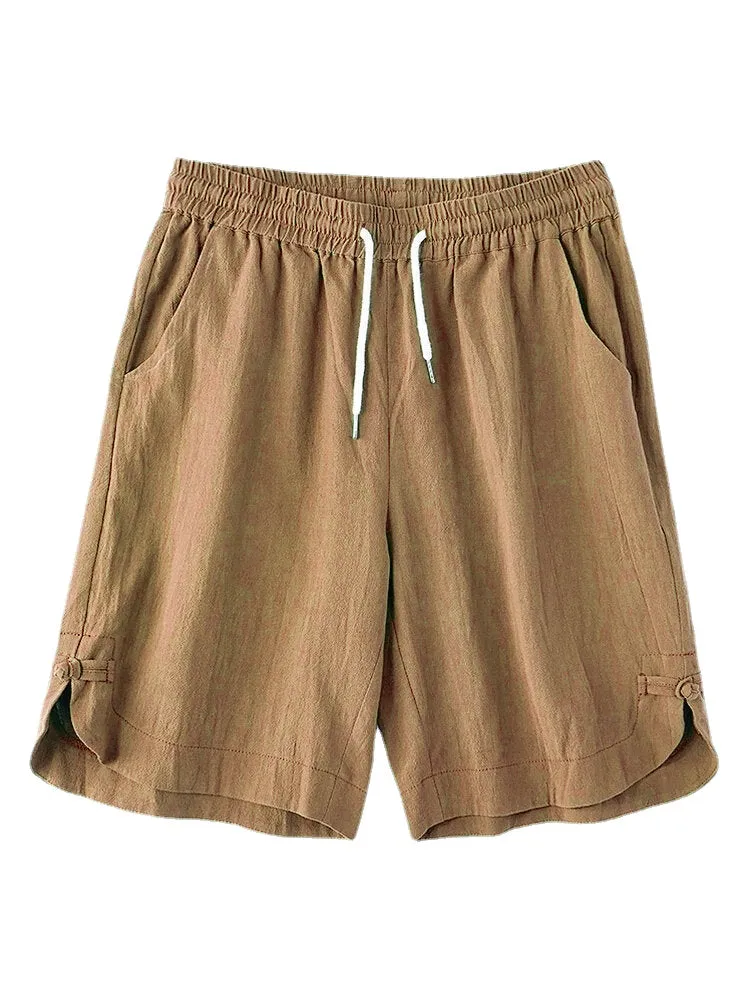 Mens 100% Cotton Drawstring Breathable Pocket Fit Comfy Casual Shorts