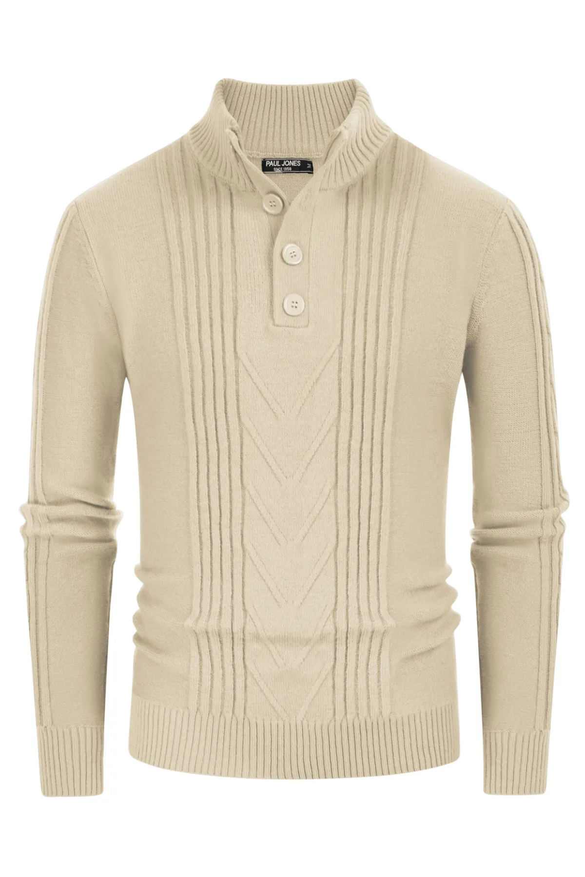 Men's Cable Knit Henley Pullover Sweater Thermal Jumper Sweaters