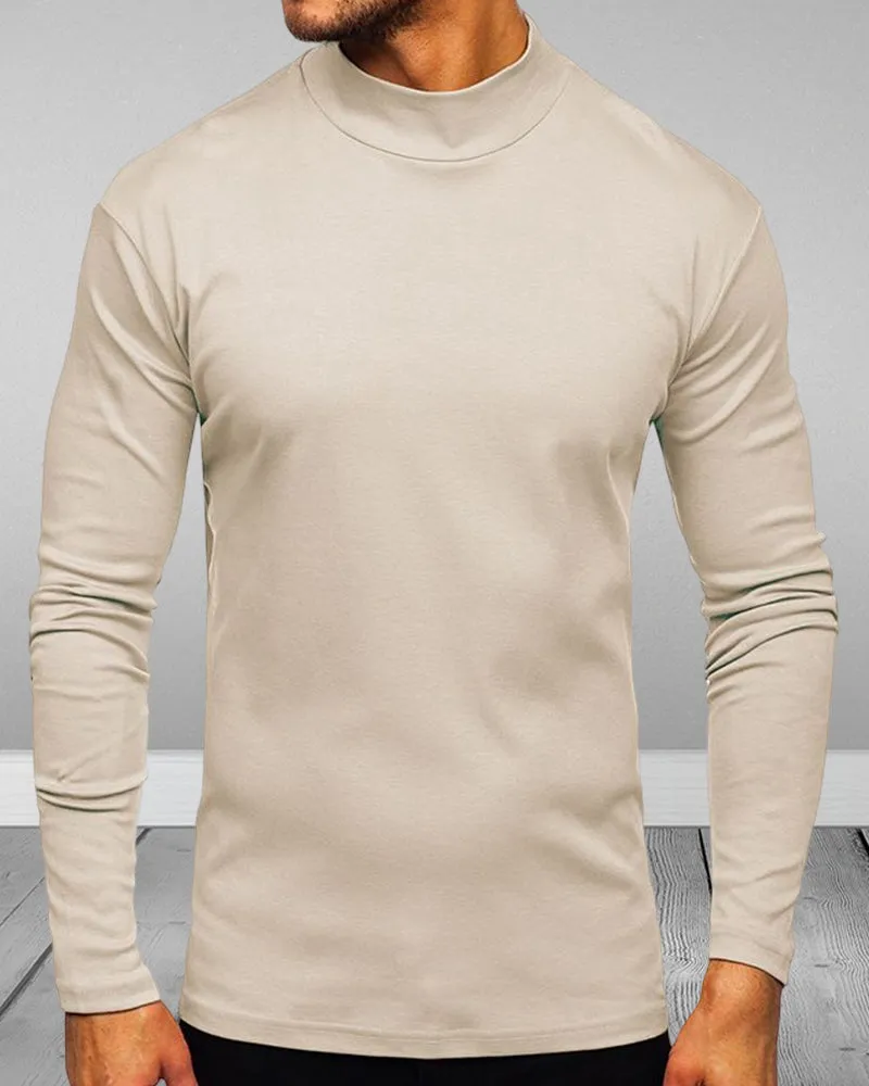 Men's Gray Cotton Turtleneck Sweaters