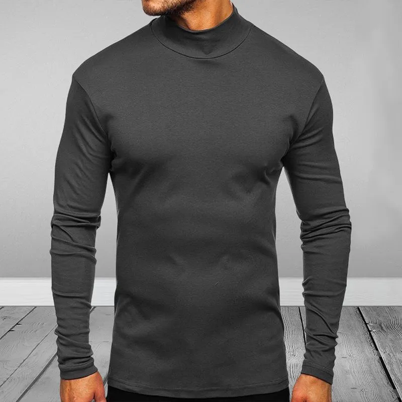 Men's Gray Cotton Turtleneck Sweaters