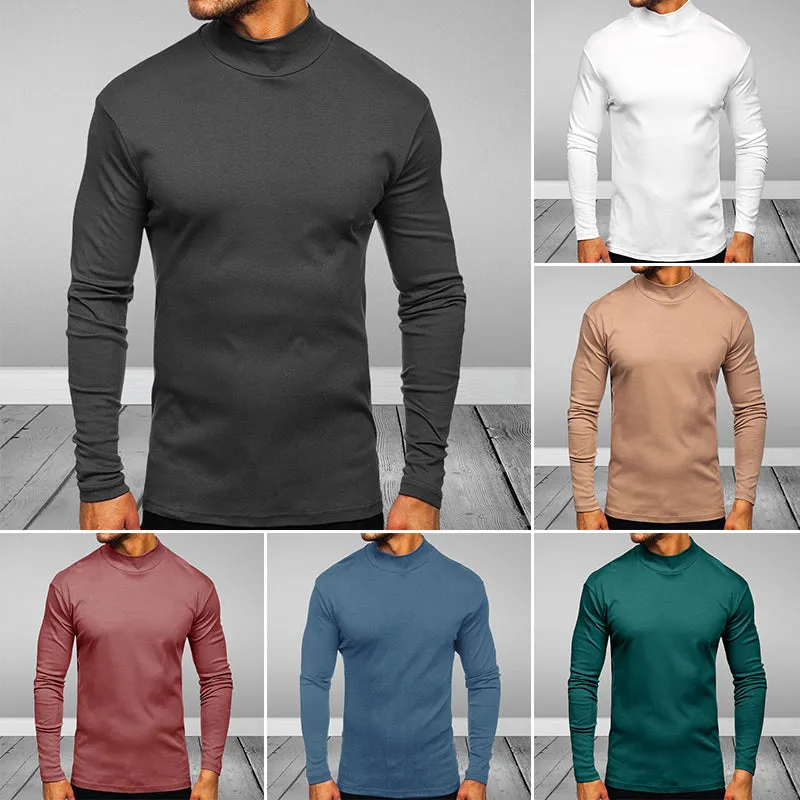 Men's Gray Cotton Turtleneck Sweaters