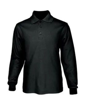 Mens Poly Face Cotton L/S Polo - Black