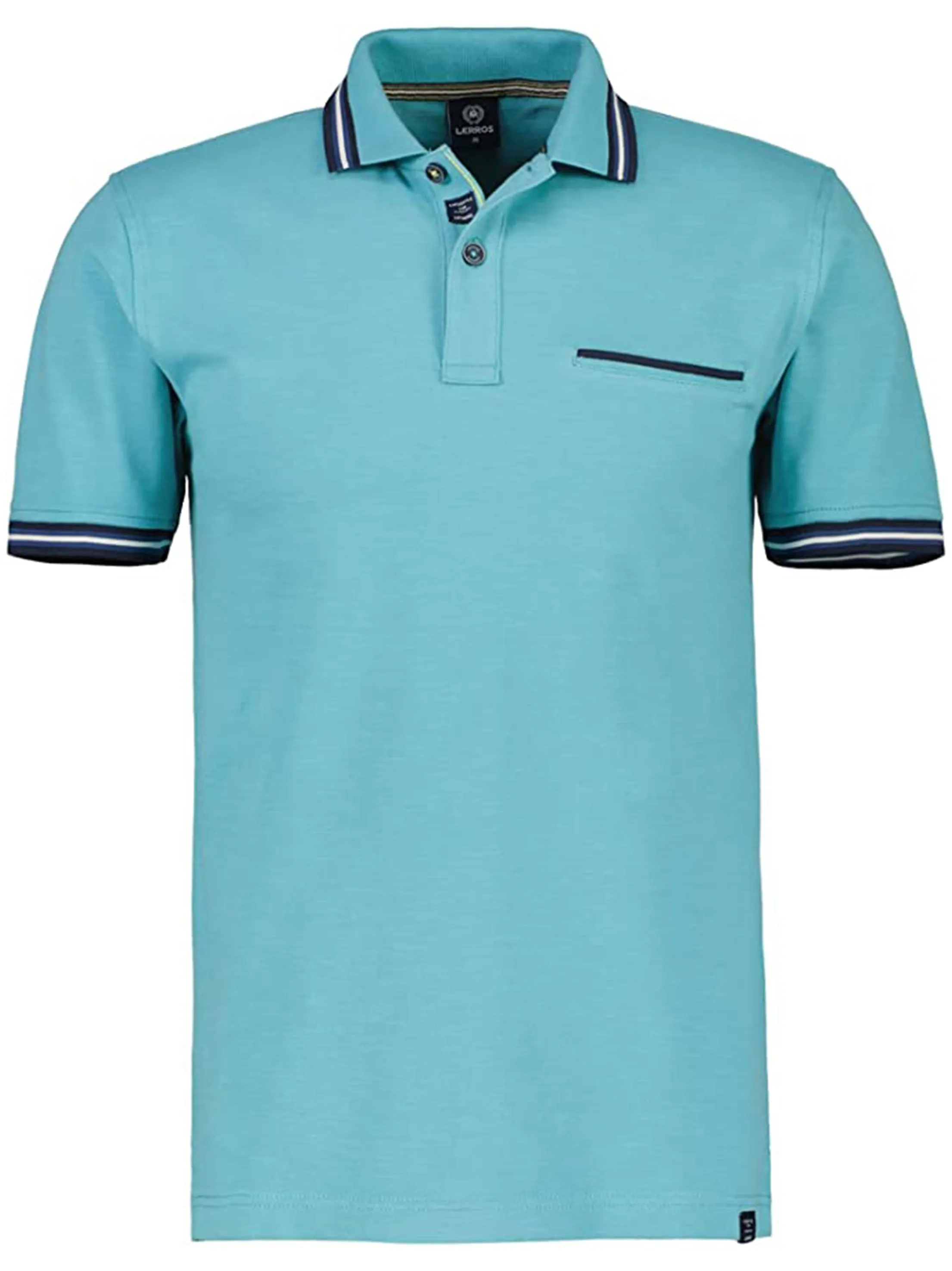 Men's Striped Trim Textured Polo Shirt,Light Blue