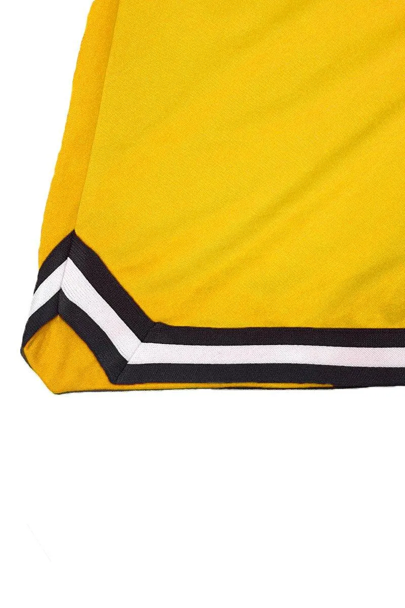 Mens Yellow Black Chevron Trim Drawstring Shorts