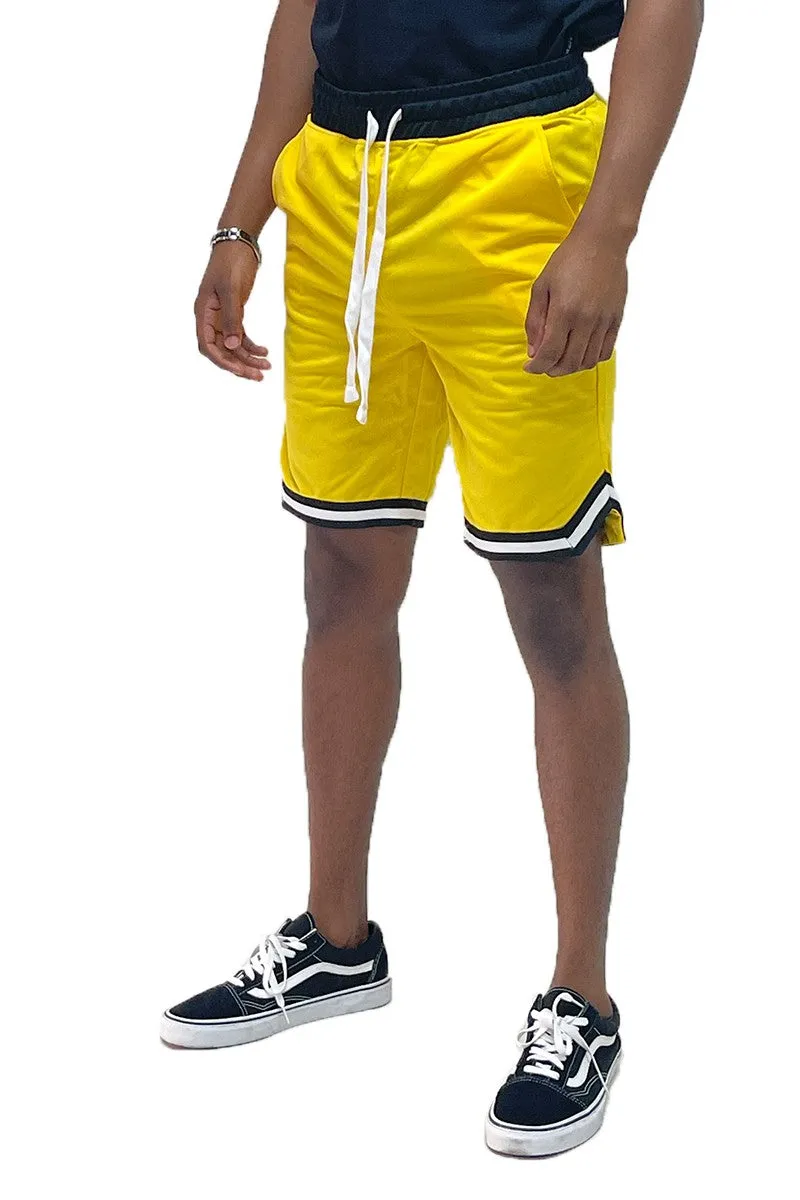 Mens Yellow Black Chevron Trim Drawstring Shorts