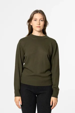 Merino O-Neck Sweater in Olive Green