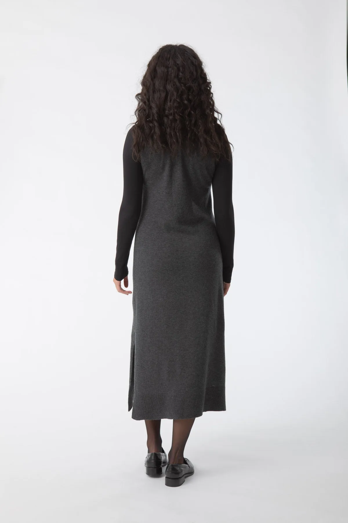 Merino Sweater Dress in Charcoal Grey