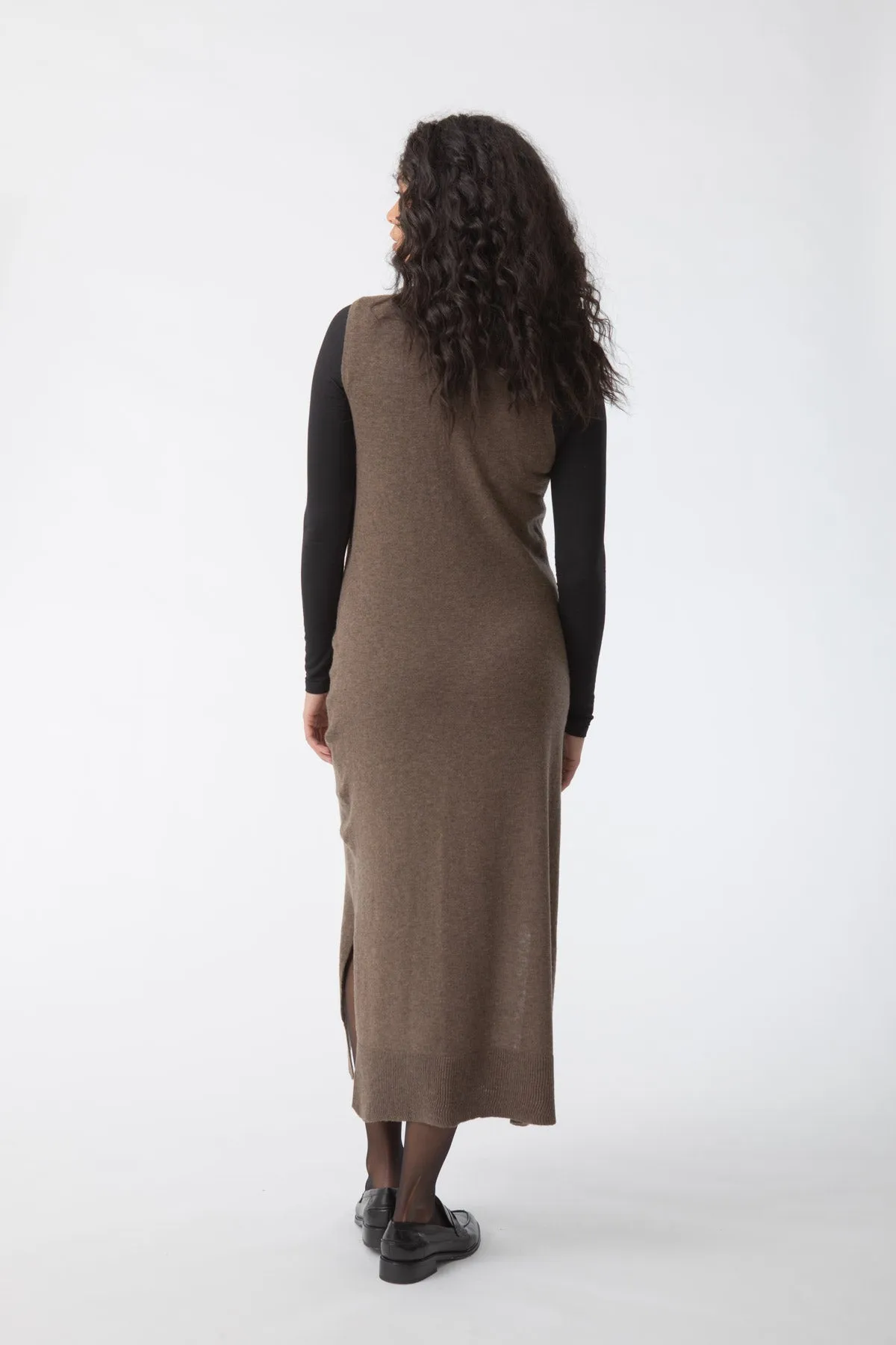 Merino Sweater Dress in Nutmeg Brown