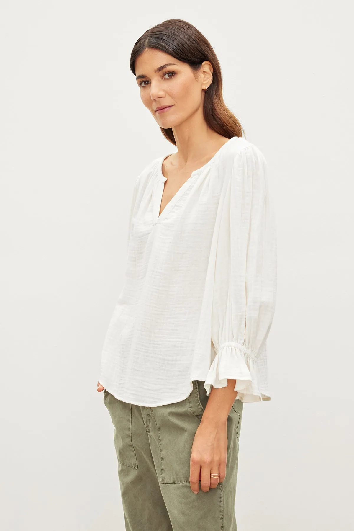 MILLY COTTON GAUZE PEASANT TOP