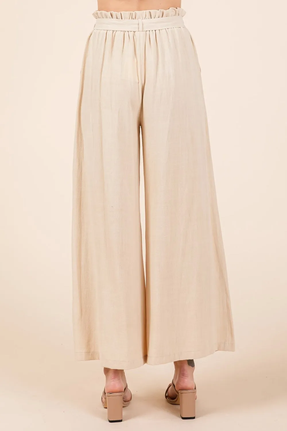 Mittoshop High Waist Tie Front Wide Leg Pants