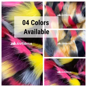 Multi-Color Animal Fake Faux Fur Fabric By The Yard