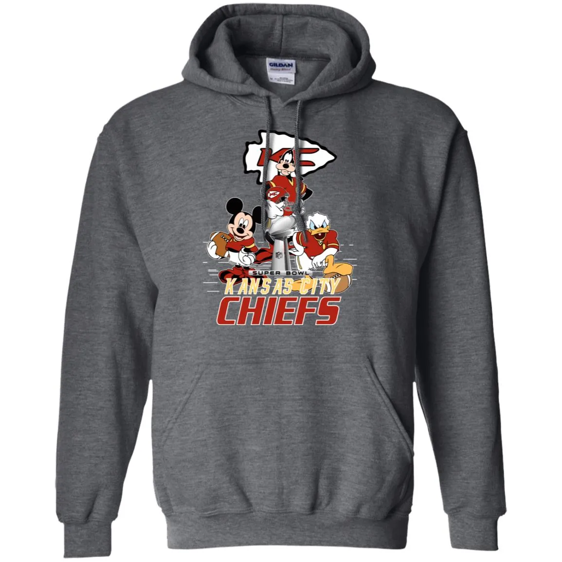 Nfl – Kansas City Chiefs Donald Duck Goofy Mickey Mouse Super Bowl 2019 Football Pullover Hoodie Sweatshirt