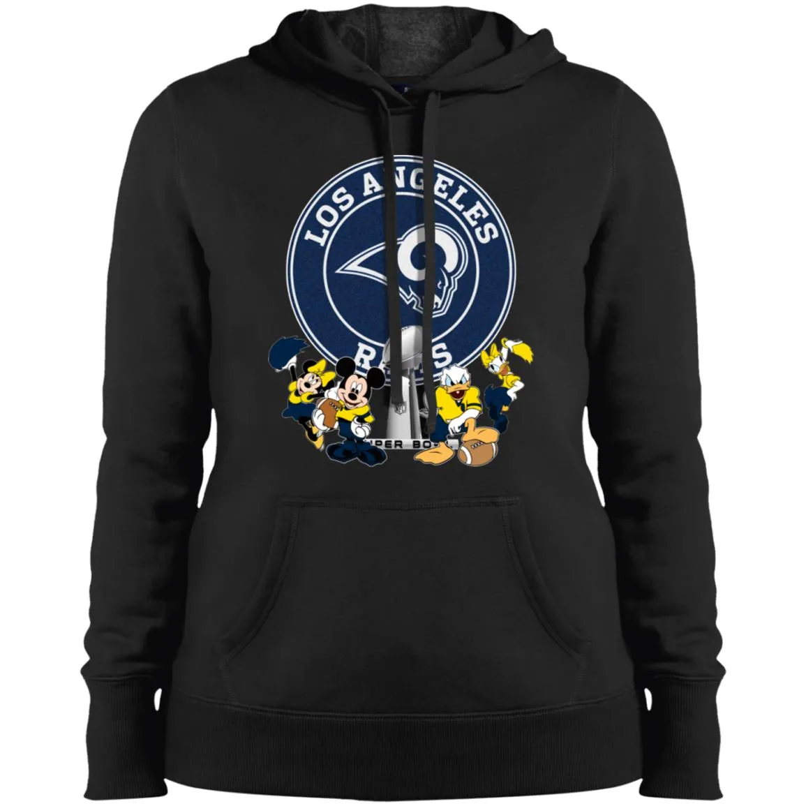 Nfl – Los Angeles Rams Super Bowl 2019 Mickey Mouse Minnie Mouse Donald Duck Daisy Duck Football Women Hooded Sweatshirt