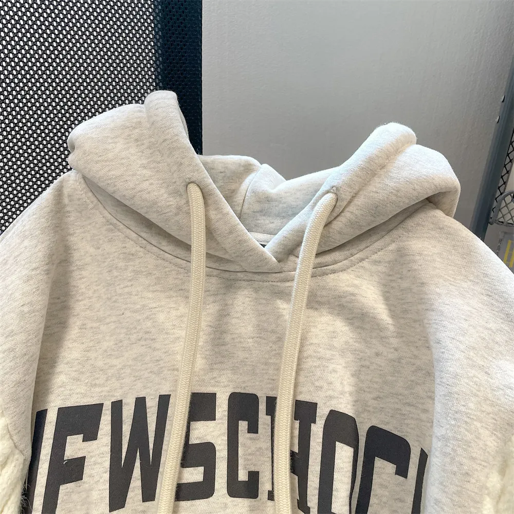 Niche Knitted Patchwork Thermal Hoodie