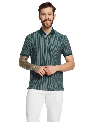 Octave Men Polo Collar Striped Pockets T-Shirt