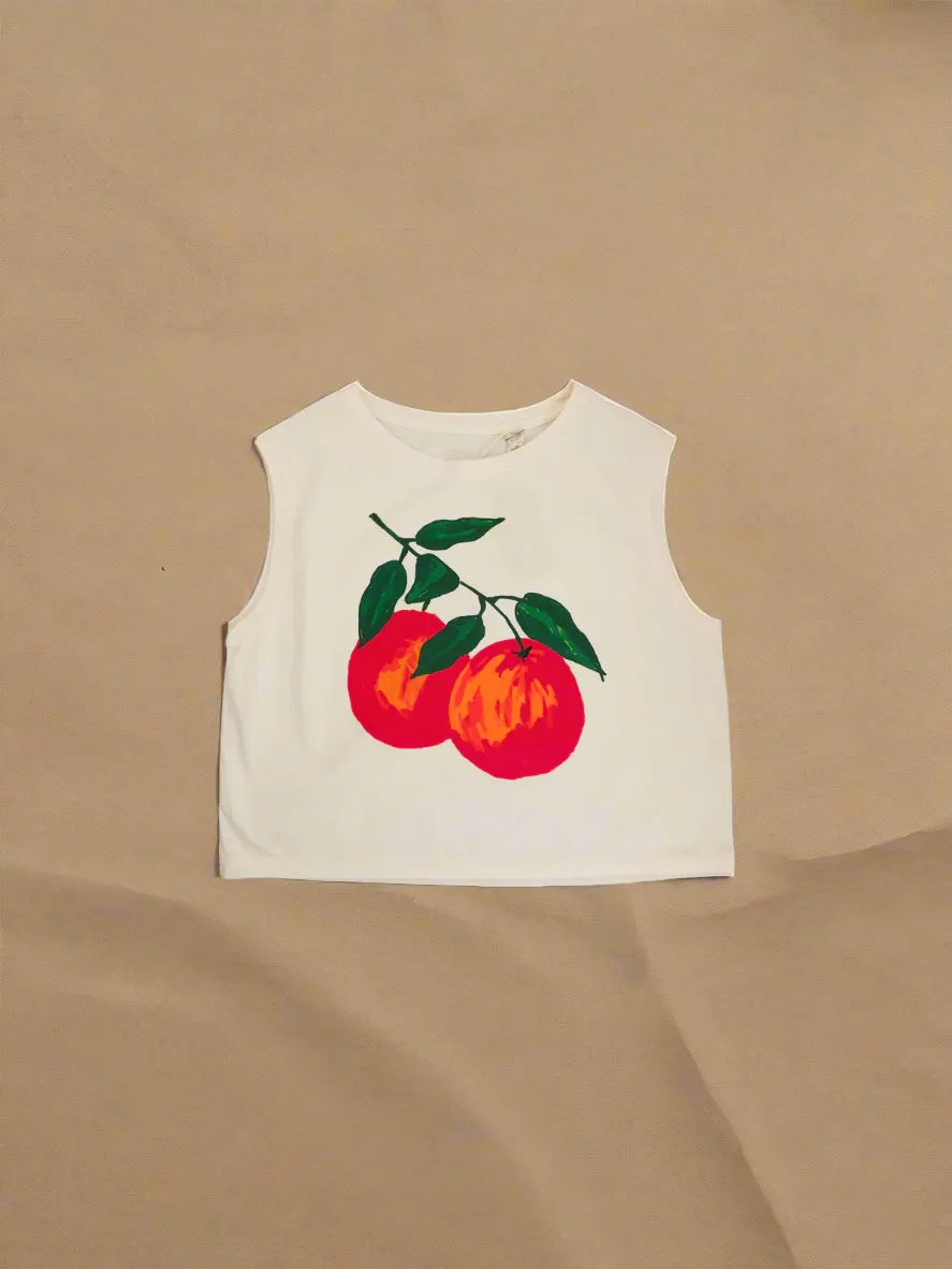 oranges womens cropped tank shirt organic cotton