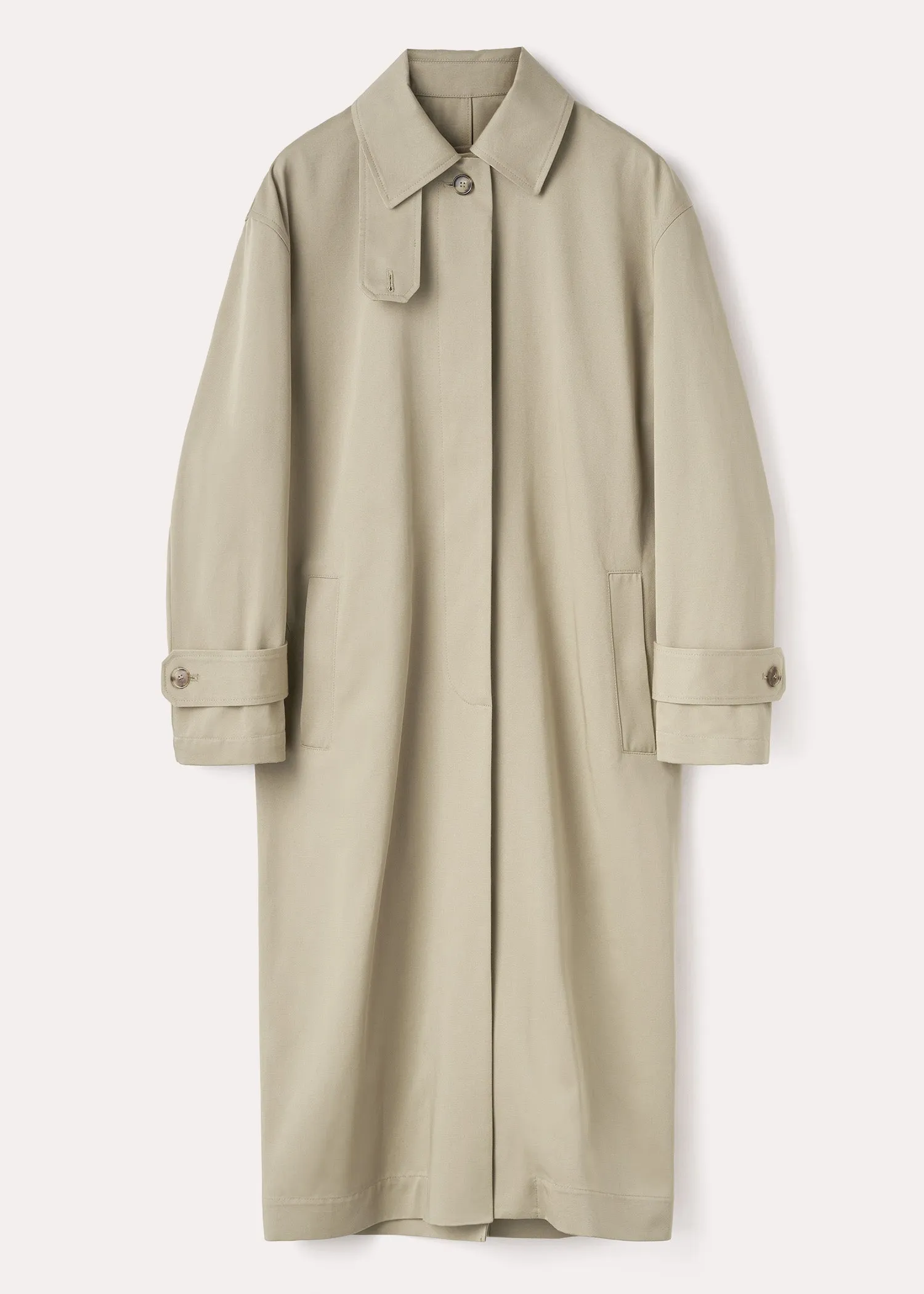 Oversized gabardine car coat trench beige